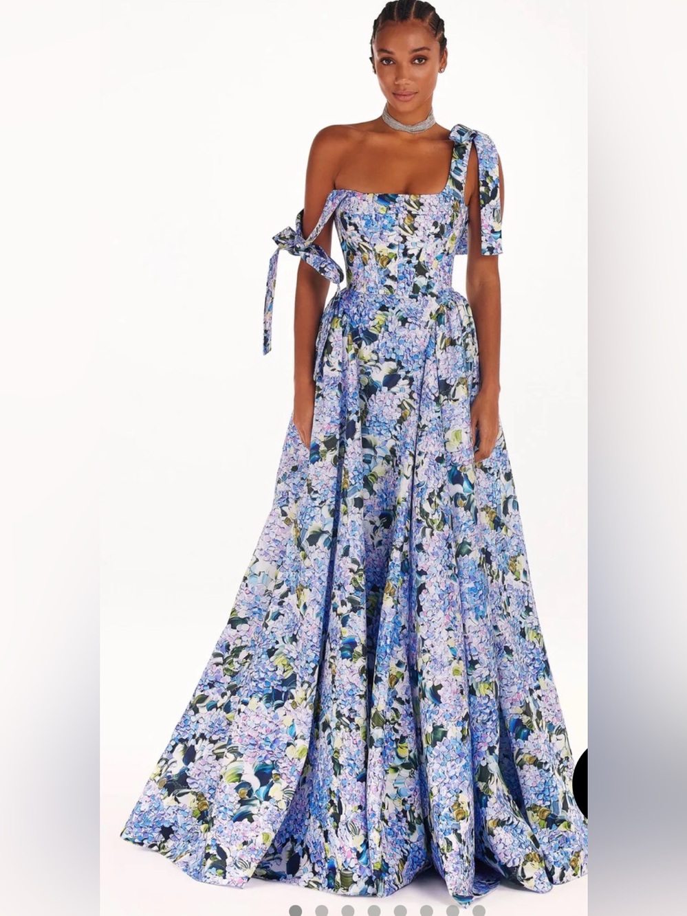 Milla Blue Hydrangea strapped maxi dress